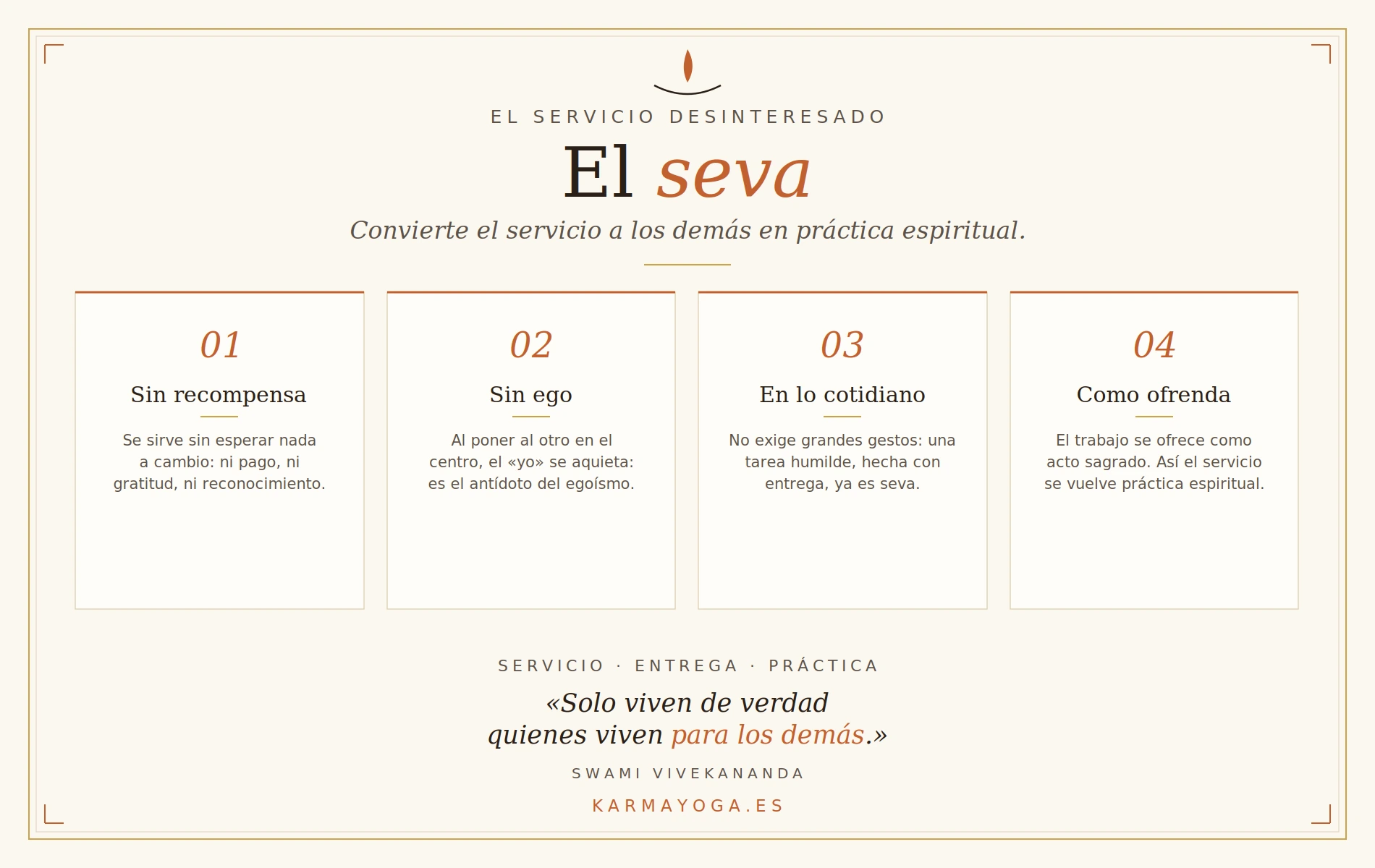 El seva, el servicio desinteresado, es la práctica central del karma yoga